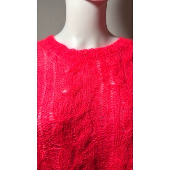 Anthropologie Mohair‎ Posey Stitchy Pink Pullover Sweater Wool Knit Sheer Soft - Picture 3 of 11